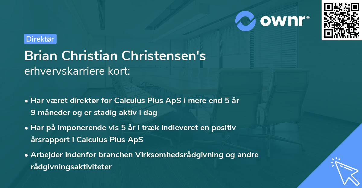 Brian Christian Christensen's erhvervskarriere kort