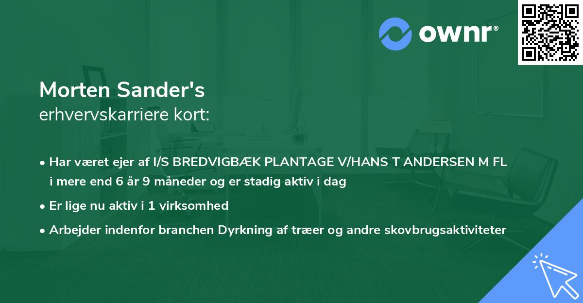 Morten Sander's erhvervskarriere kort