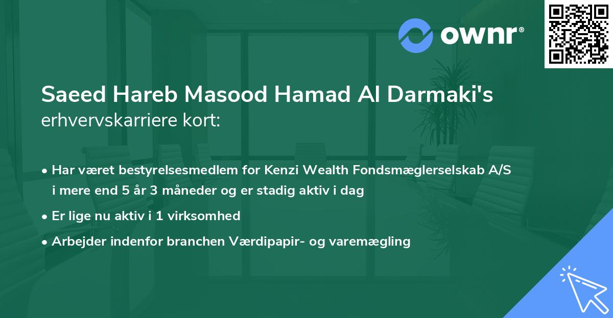 Saeed Hareb Masood Hamad Al Darmaki's erhvervskarriere kort