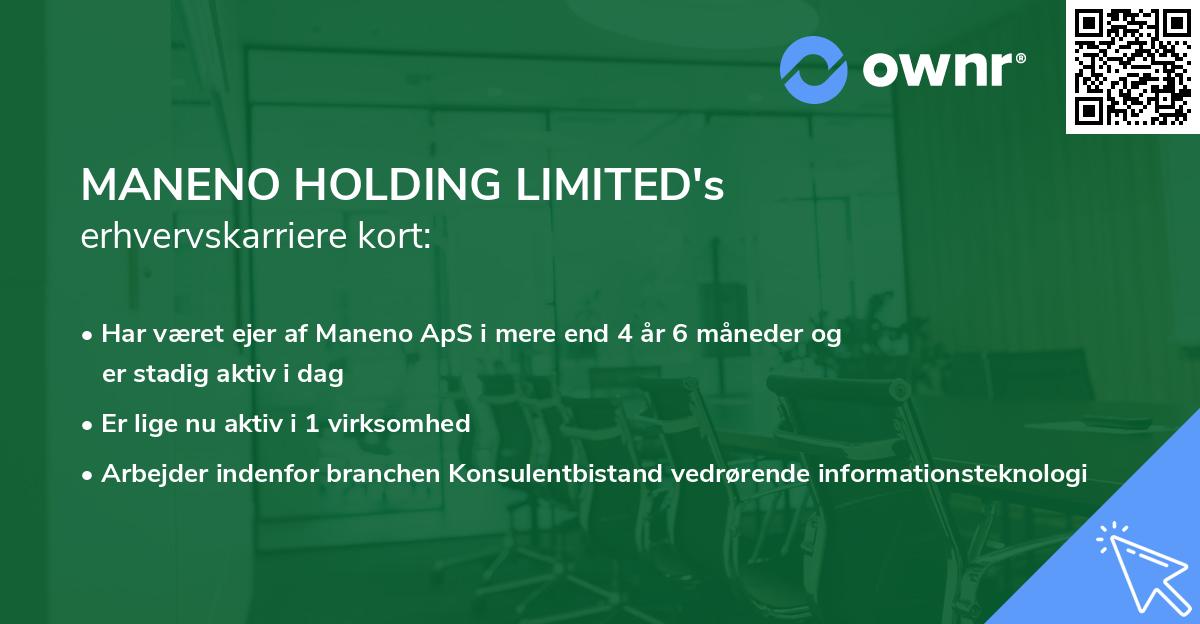 MANENO HOLDING LIMITED's erhvervskarriere kort