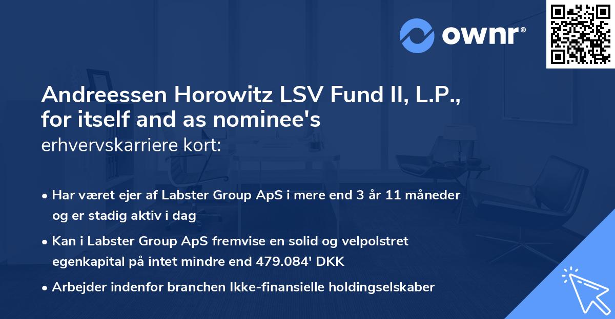 Andreessen Horowitz LSV Fund II, L.P., for itself and as nominee's erhvervskarriere kort