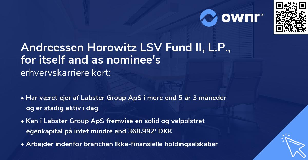 Andreessen Horowitz LSV Fund II, L.P., for itself and as nominee's erhvervskarriere kort