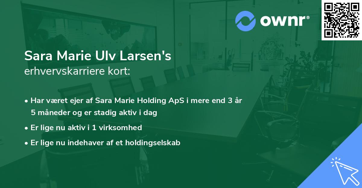 Sara Marie Ulv Larsen's erhvervskarriere kort