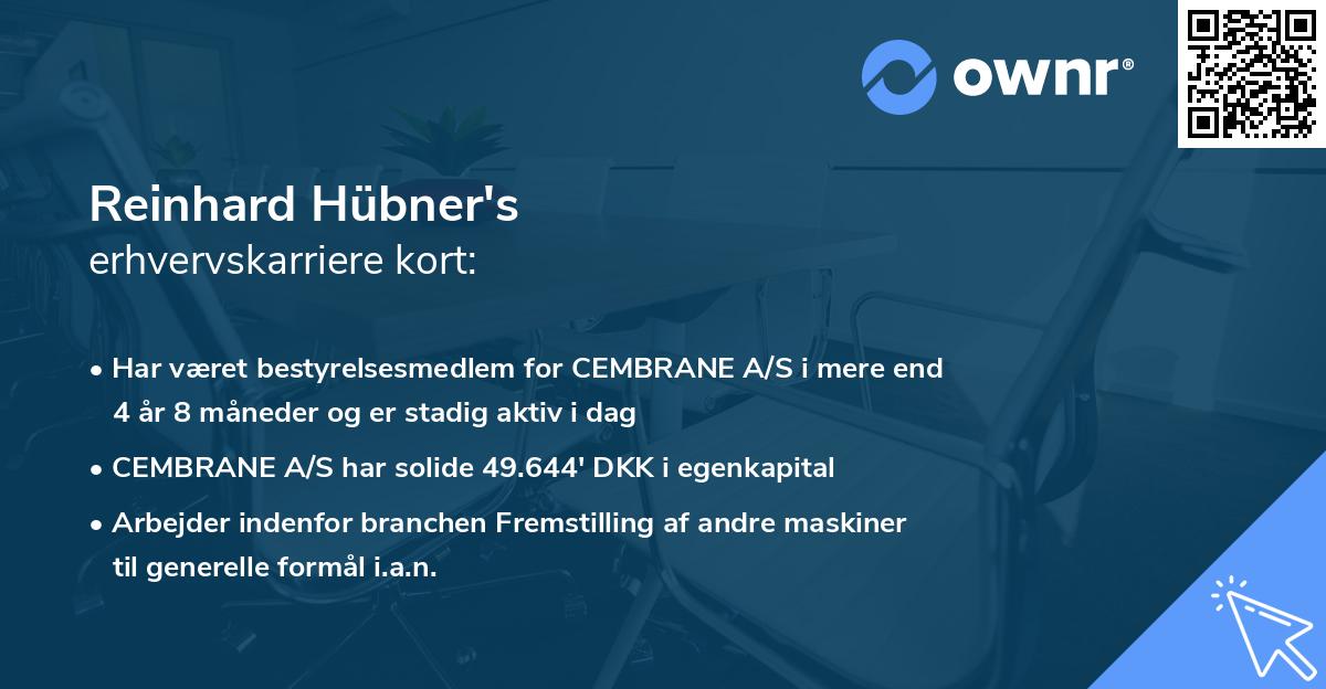 Reinhard Hübner's erhvervskarriere kort