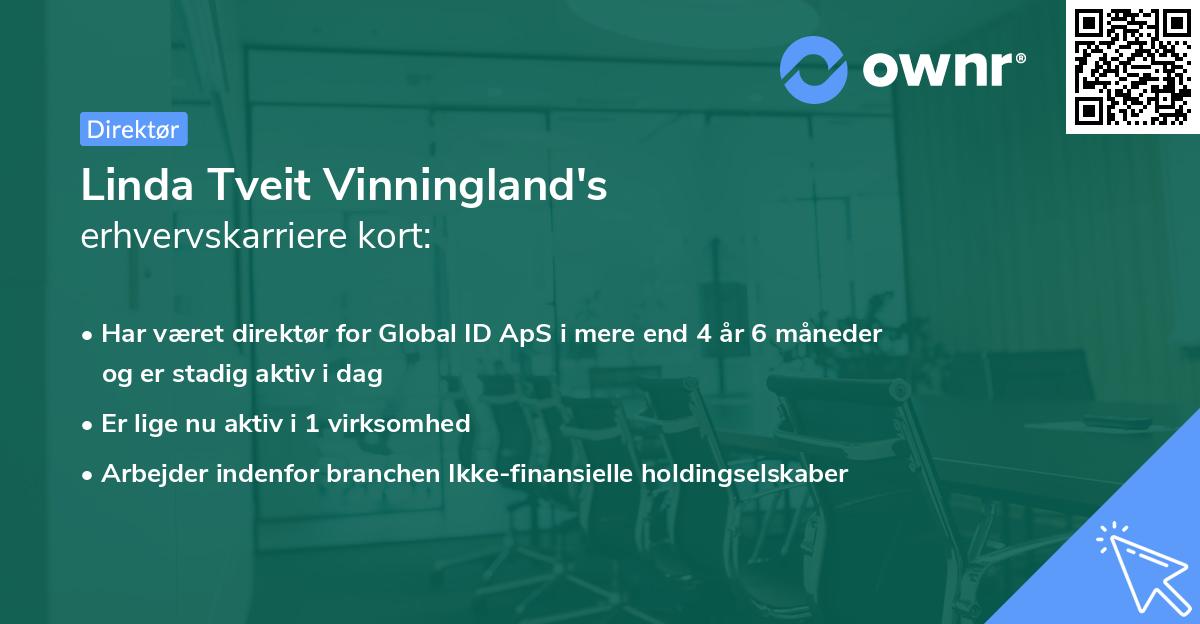 Linda Tveit Vinningland's erhvervskarriere kort
