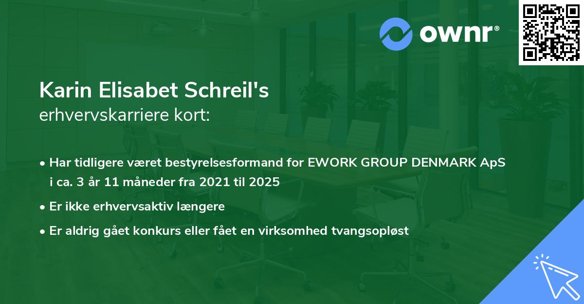 Karin Elisabet Schreil's erhvervskarriere kort