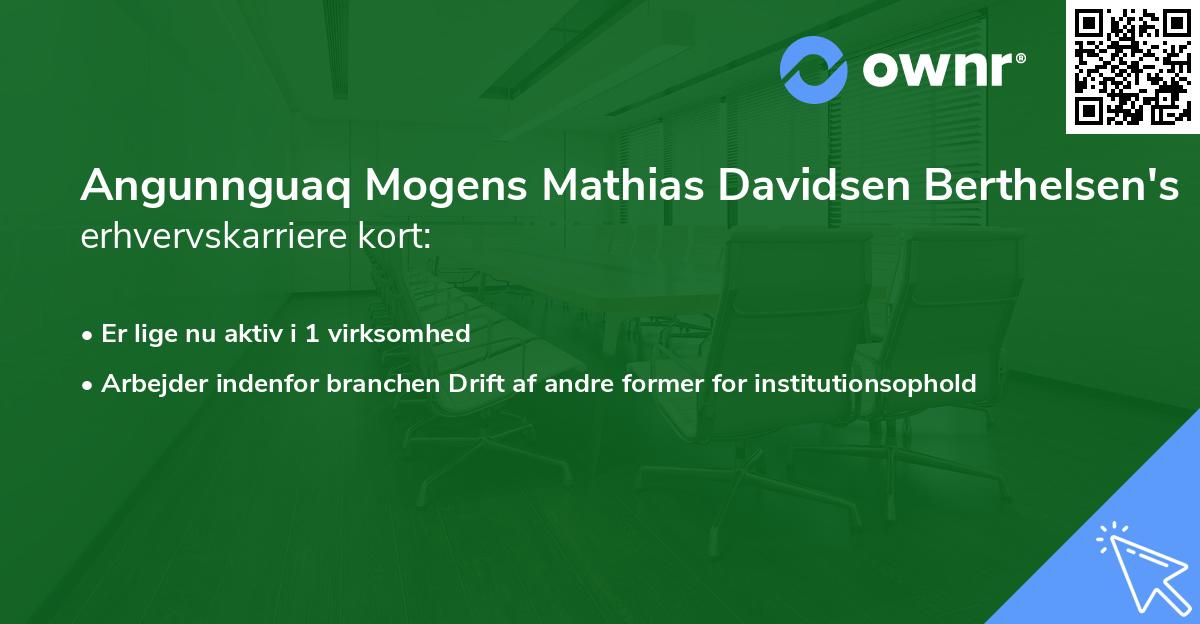 Angunnguaq Mogens Mathias Davidsen Berthelsen's erhvervskarriere kort