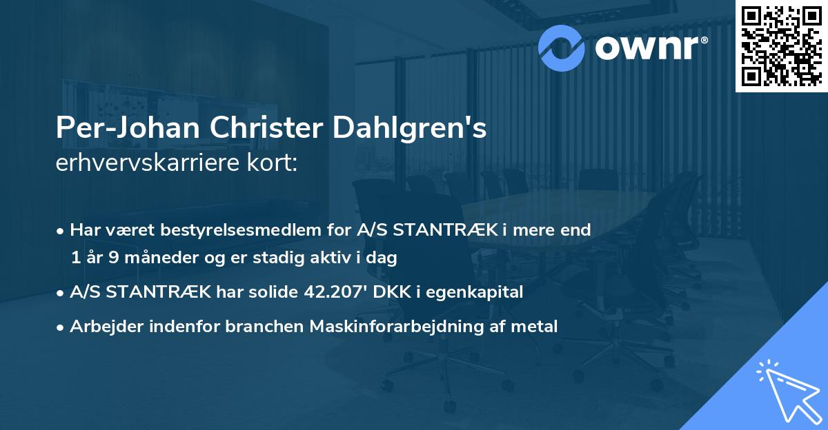 Per-Johan Christer Dahlgren's erhvervskarriere kort