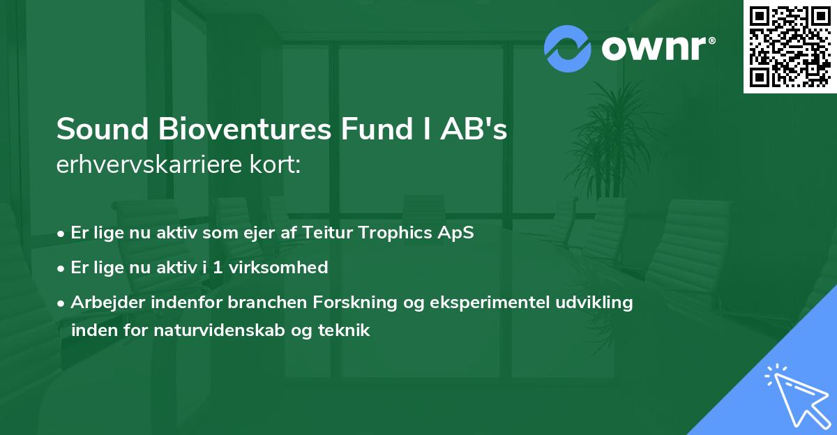 Sound Bioventures Fund I AB's erhvervskarriere kort