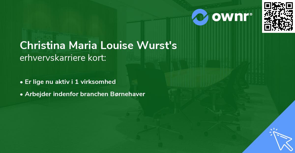 Christina Maria Louise Wurst's erhvervskarriere kort