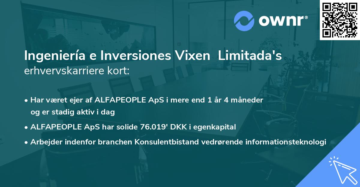 Ingeniería e Inversiones Vixen  Limitada's erhvervskarriere kort