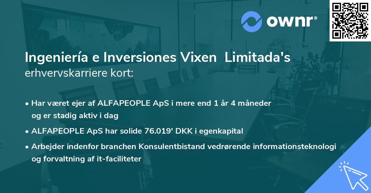 Ingeniería e Inversiones Vixen  Limitada's erhvervskarriere kort