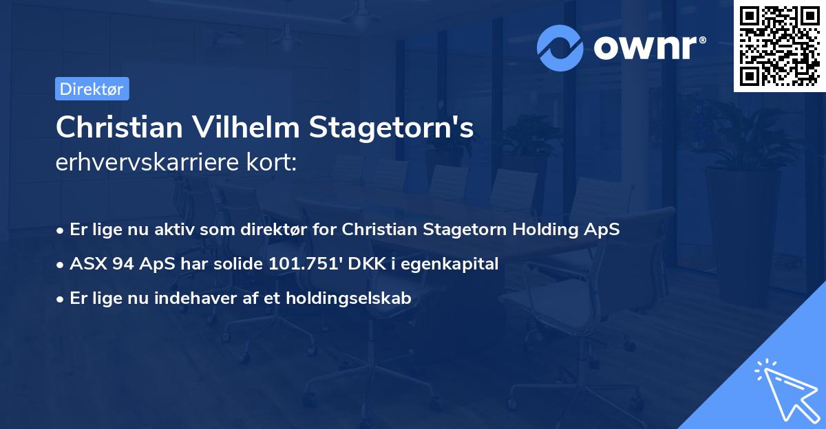 Christian Vilhelm Stagetorn's erhvervskarriere kort