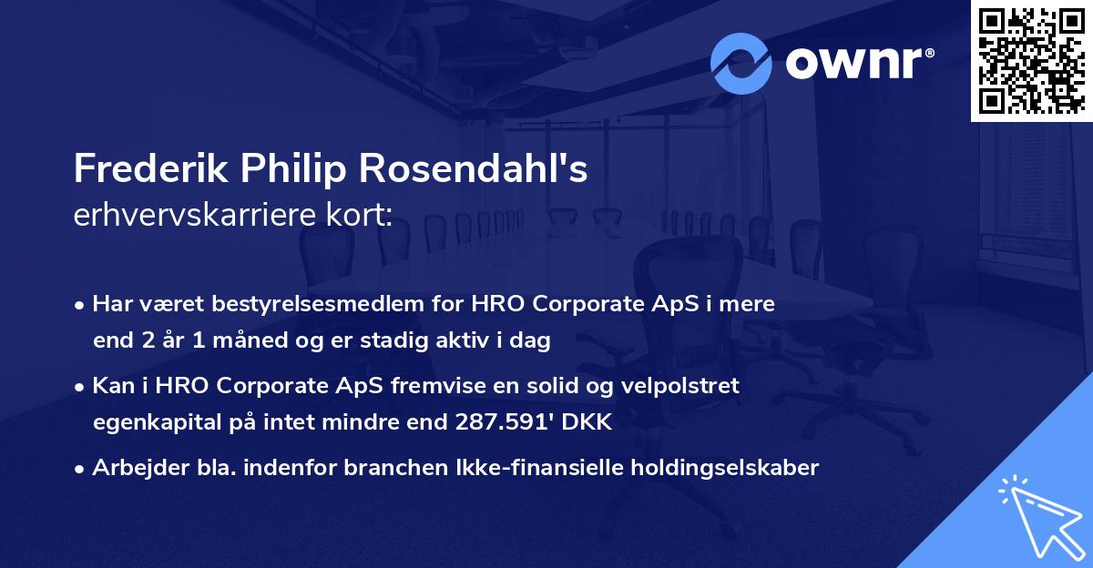 Frederik Philip Rosendahl's erhvervskarriere kort