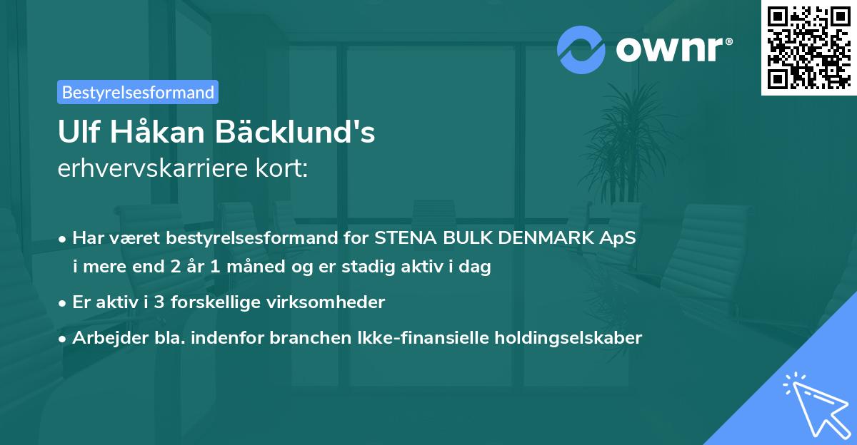 Ulf Håkan Bäcklund's erhvervskarriere kort