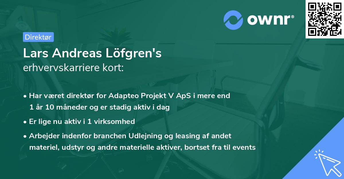 Lars Andreas Löfgren's erhvervskarriere kort