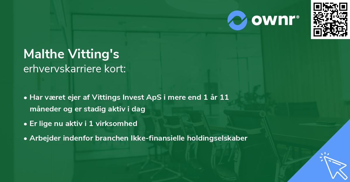 Malthe Vitting's erhvervskarriere kort