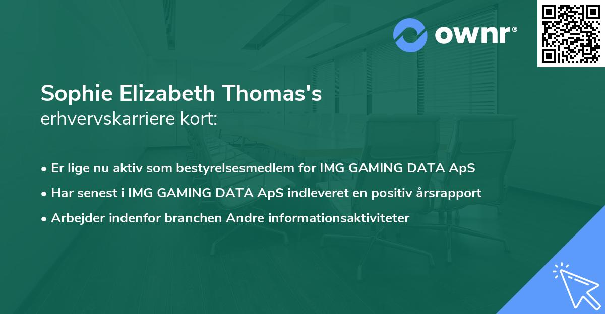 Sophie Elizabeth Thomas's erhvervskarriere kort