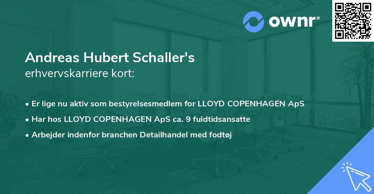 Andreas Hubert Schaller's erhvervskarriere kort