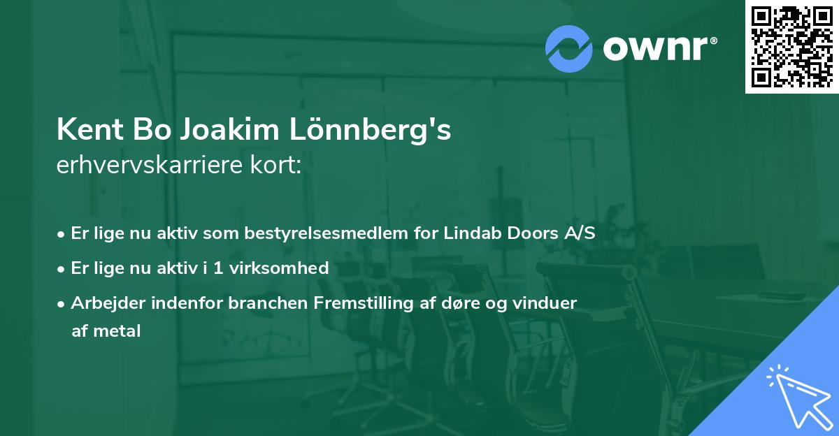 Kent Bo Joakim Lönnberg's erhvervskarriere kort