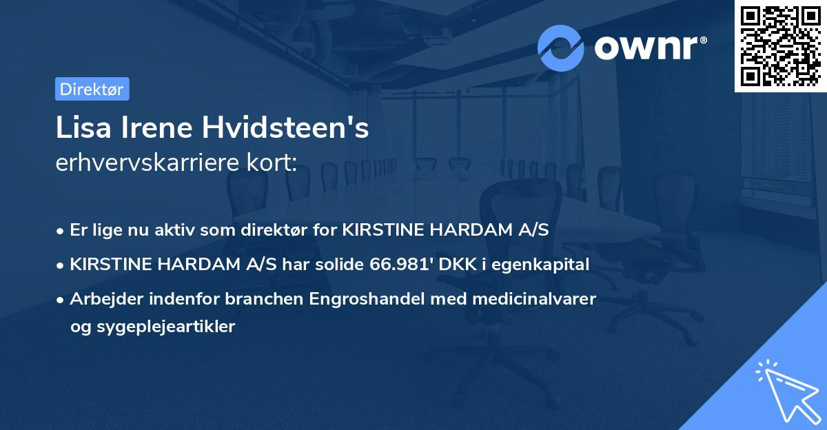 Lisa Irene Hvidsteen's erhvervskarriere kort