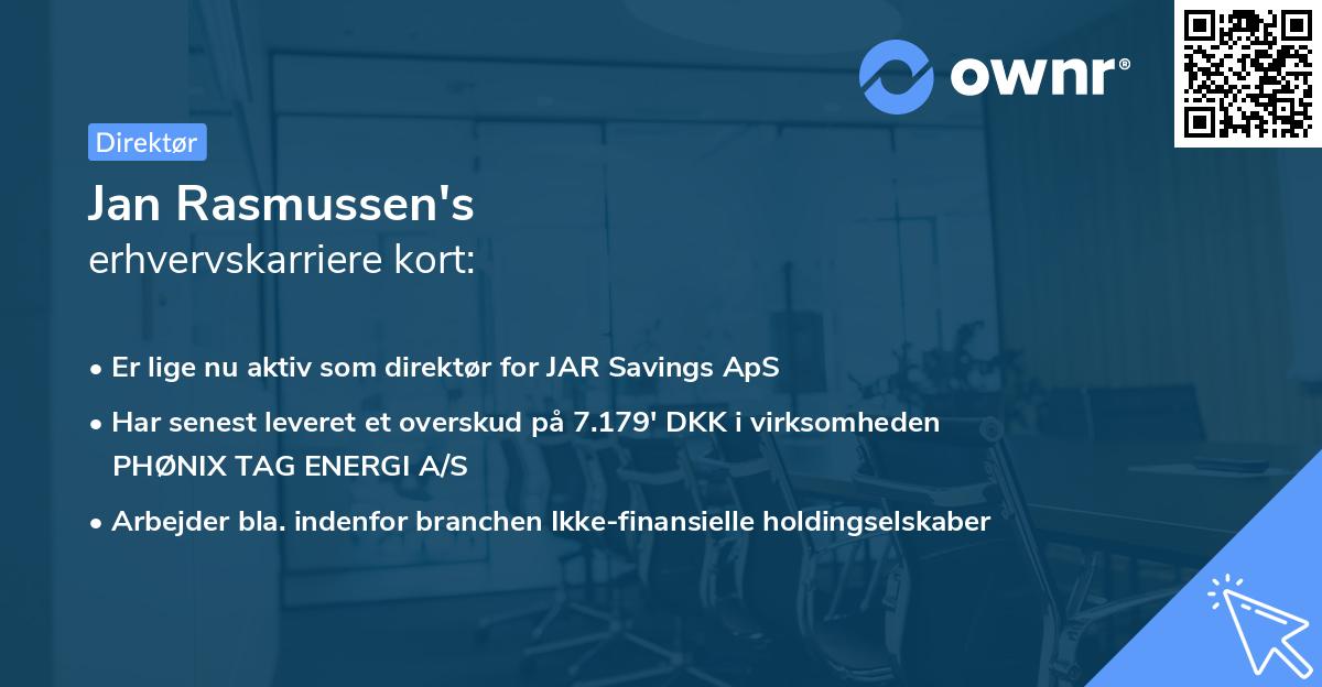 Jan Rasmussen's erhvervskarriere kort