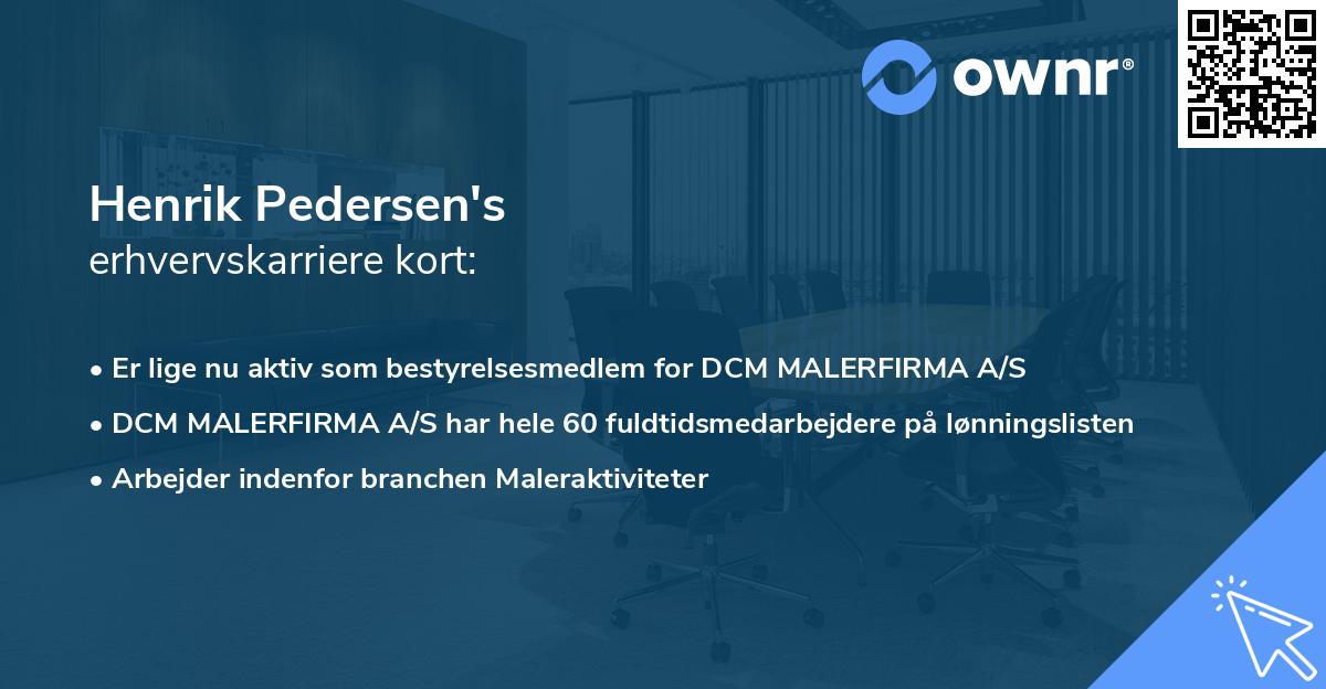 Henrik Pedersen's erhvervskarriere kort
