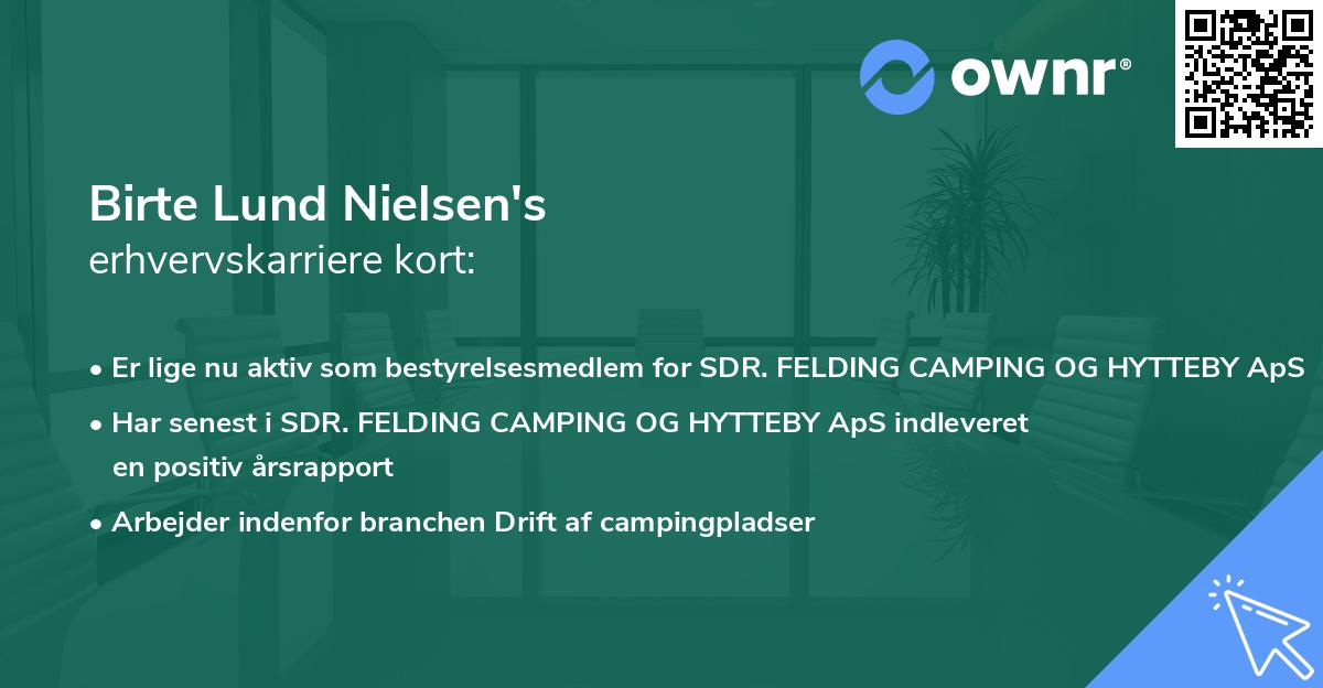 Birte Lund Nielsen's erhvervskarriere kort