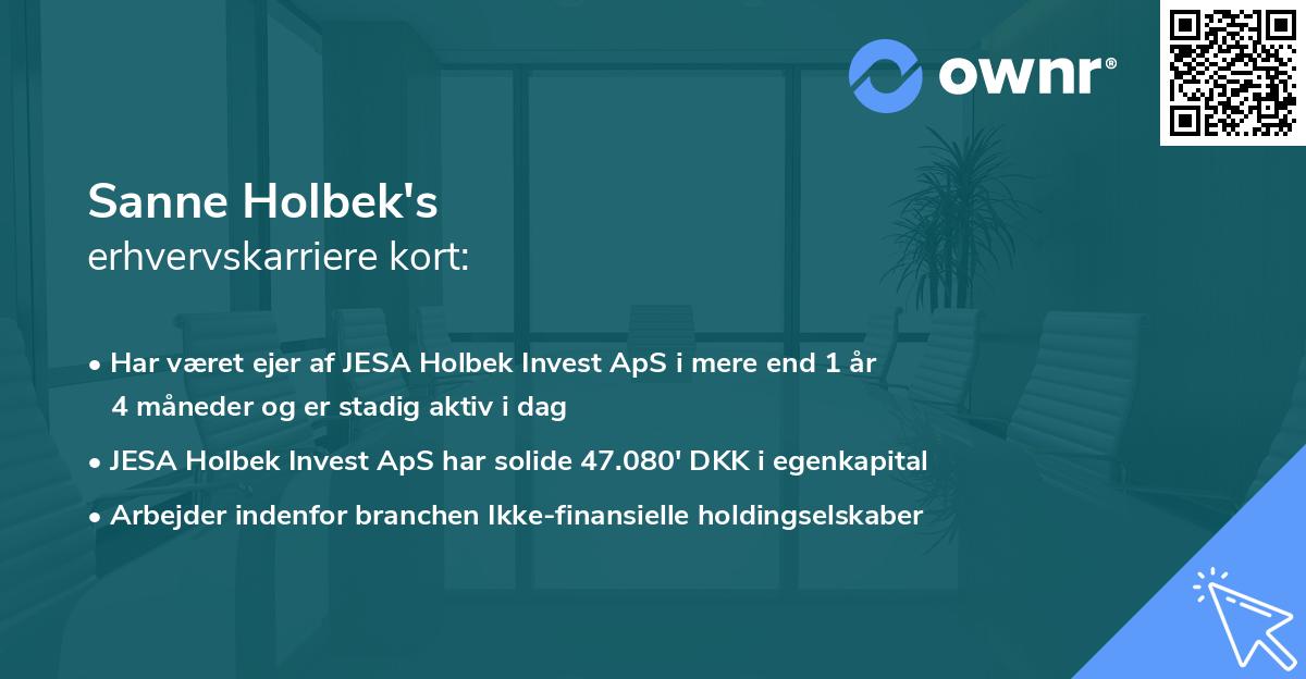 Sanne Holbek's erhvervskarriere kort