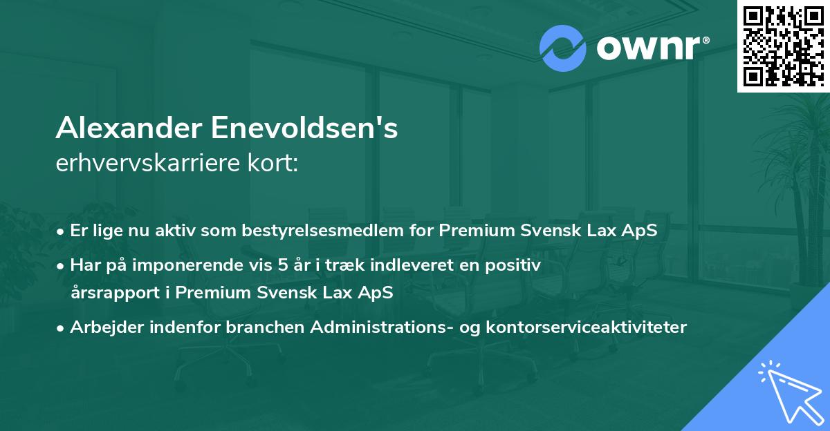 Alexander Enevoldsen's erhvervskarriere kort