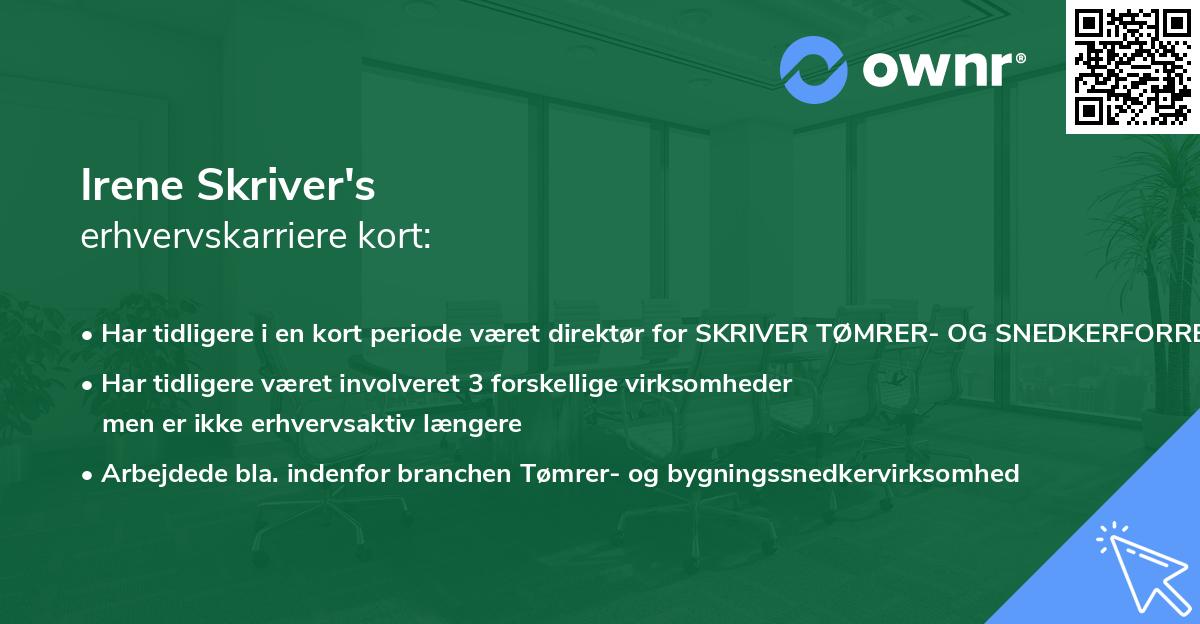 Irene Skriver's erhvervskarriere kort