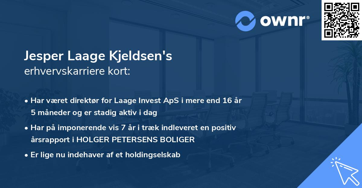 Jesper Laage Kjeldsen's erhvervskarriere kort