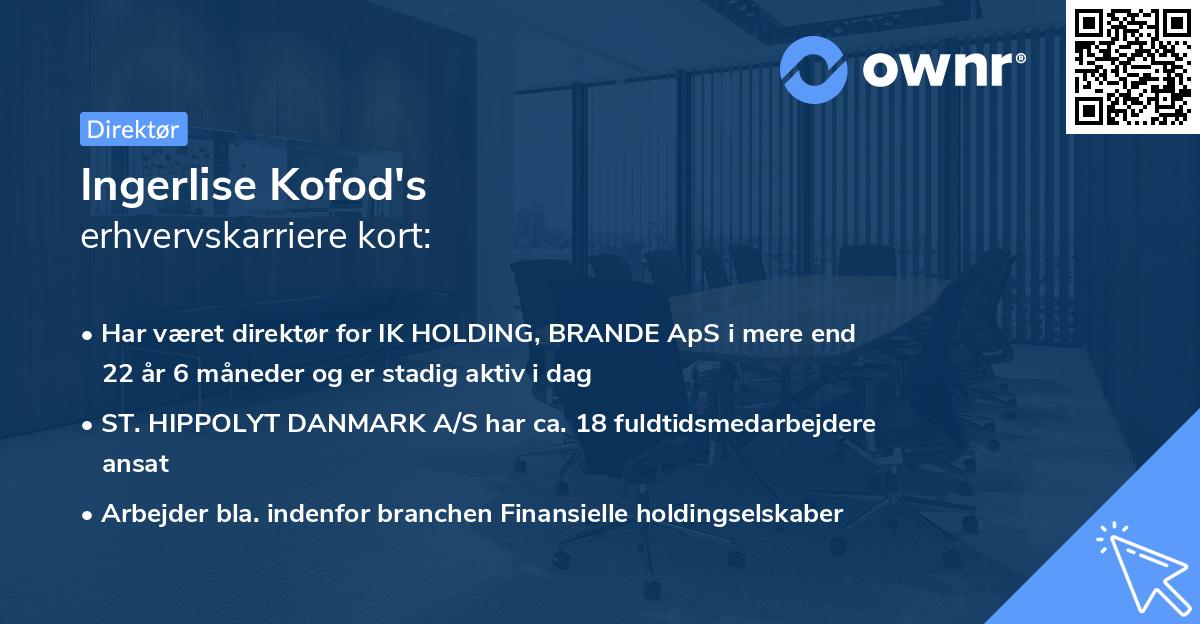 Ingerlise Kofod's erhvervskarriere kort