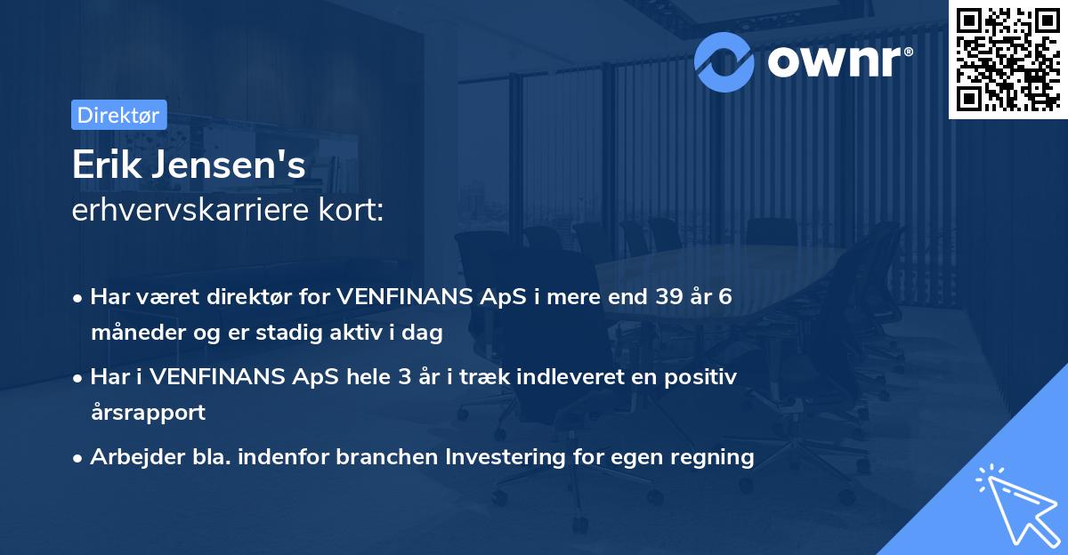 Erik Jensen's erhvervskarriere kort