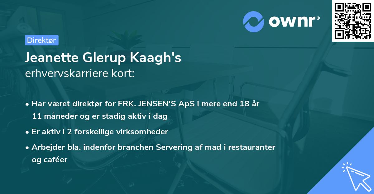Jeanette Glerup Kaagh's erhvervskarriere kort
