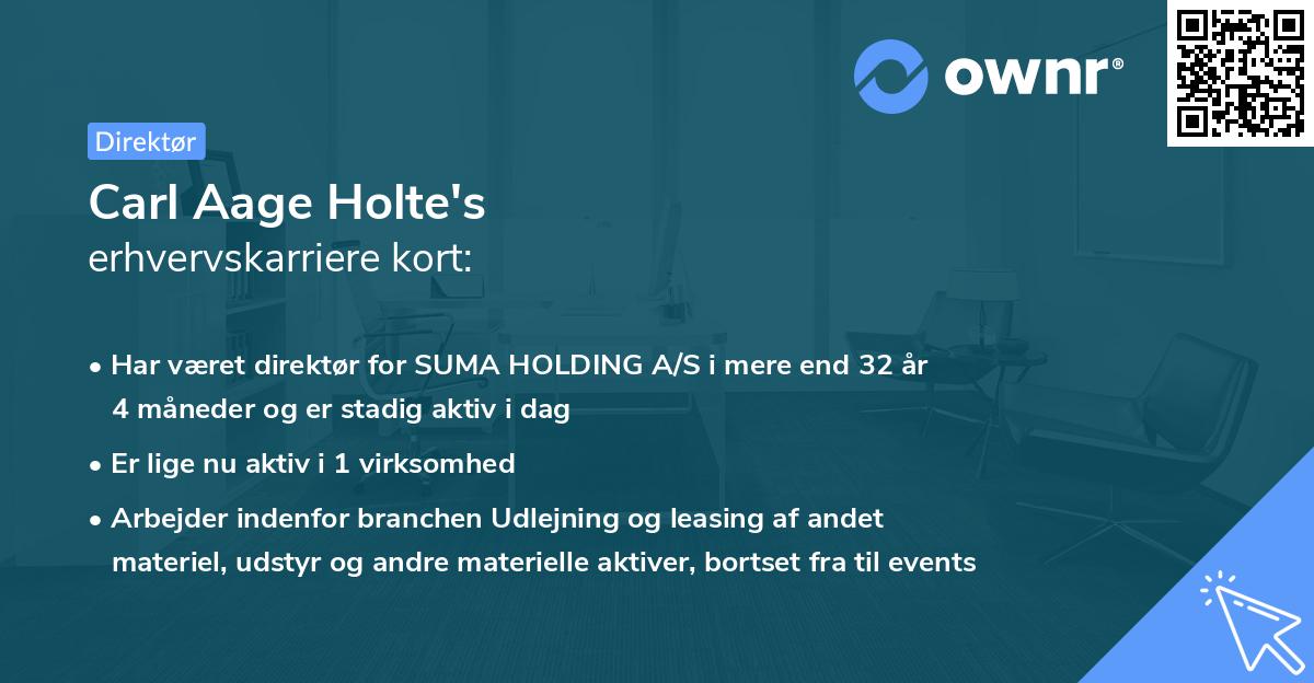Carl Aage Holte's erhvervskarriere kort