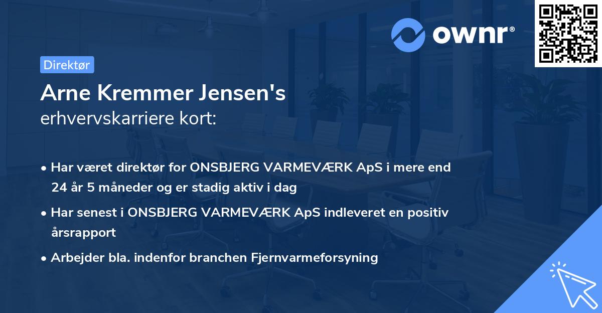 Arne Kremmer Jensen's erhvervskarriere kort