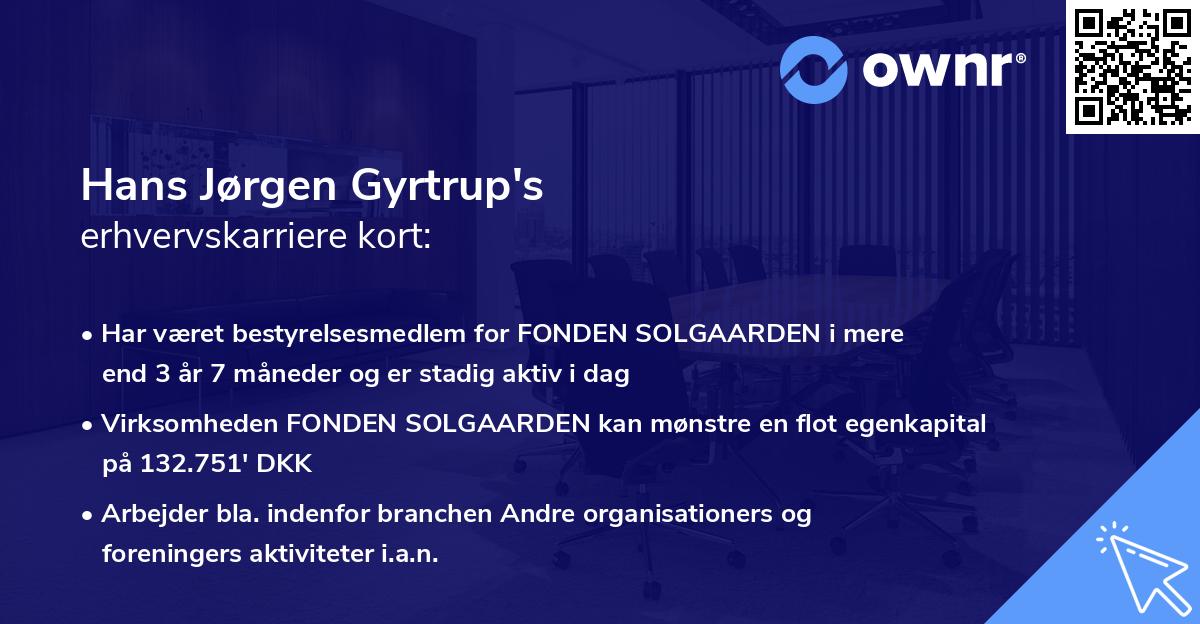 Hans Jørgen Gyrtrup's erhvervskarriere kort