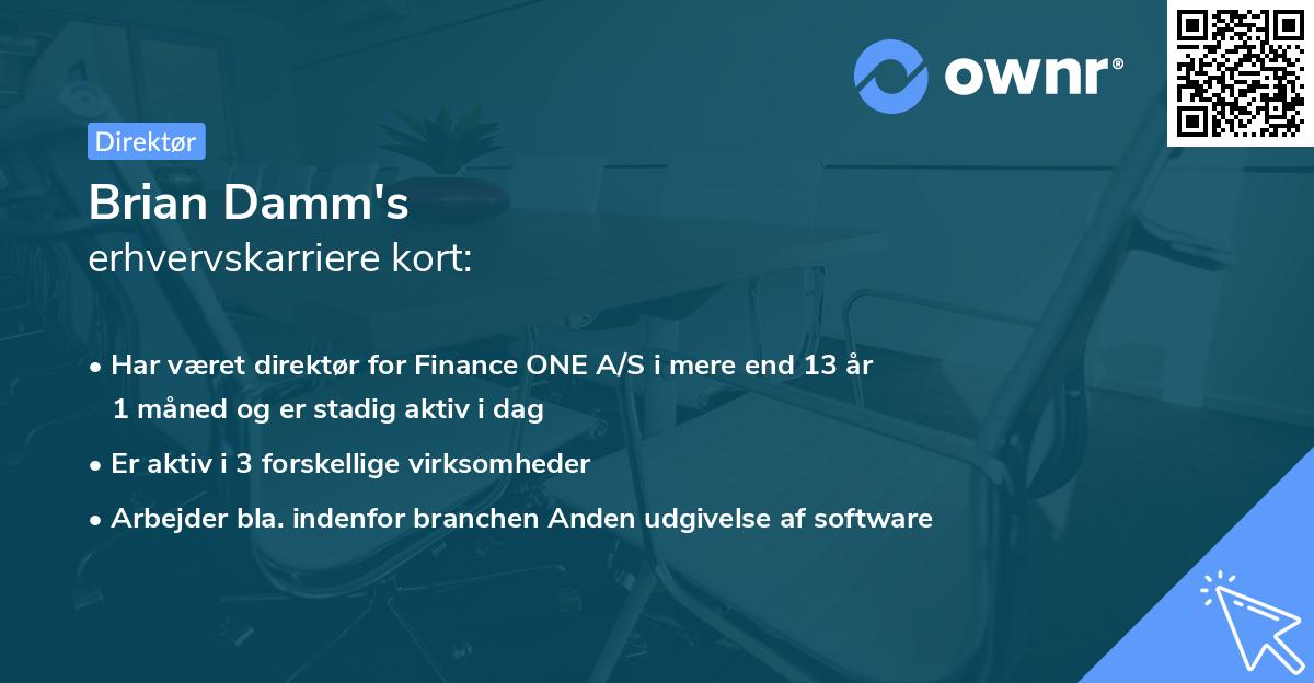 Brian Damm's erhvervskarriere kort