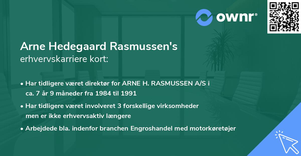 Arne Hedegaard Rasmussen's erhvervskarriere kort