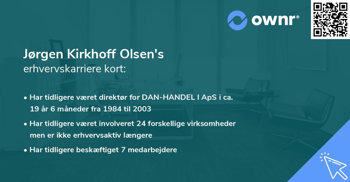 Jørgen Kirkhoff Olsen's erhvervskarriere kort