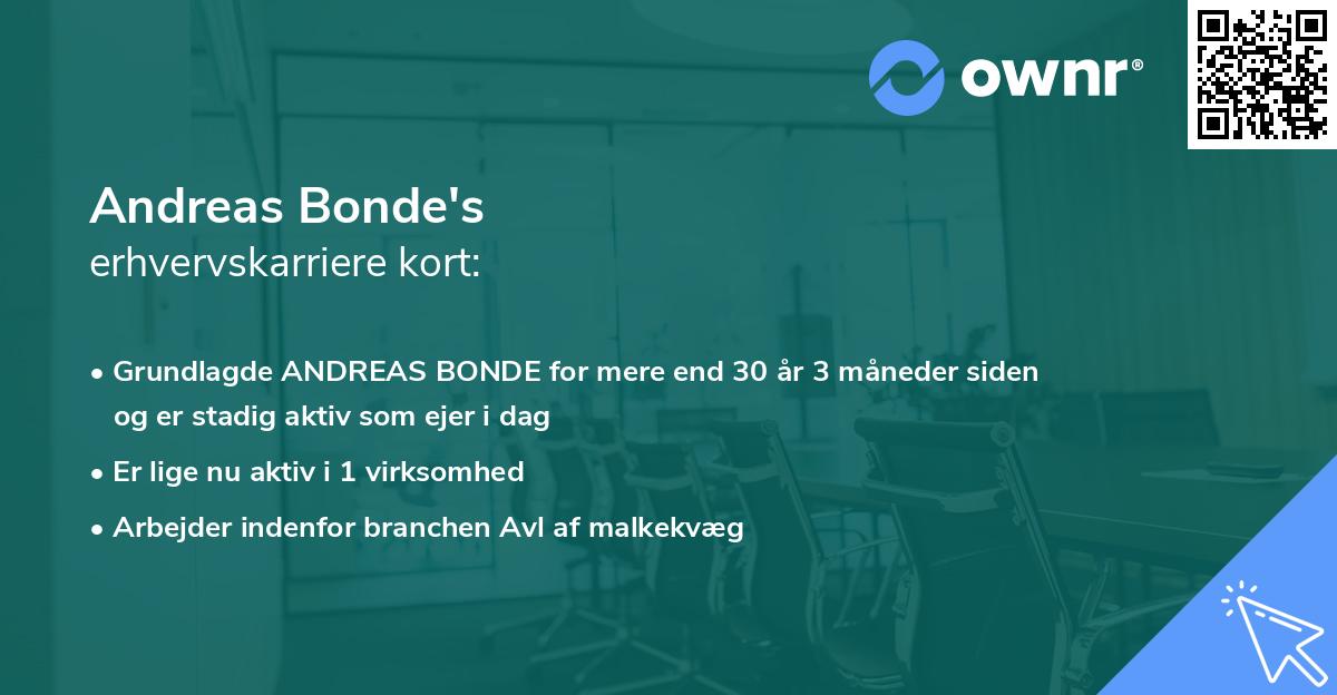 Andreas Bonde's erhvervskarriere kort