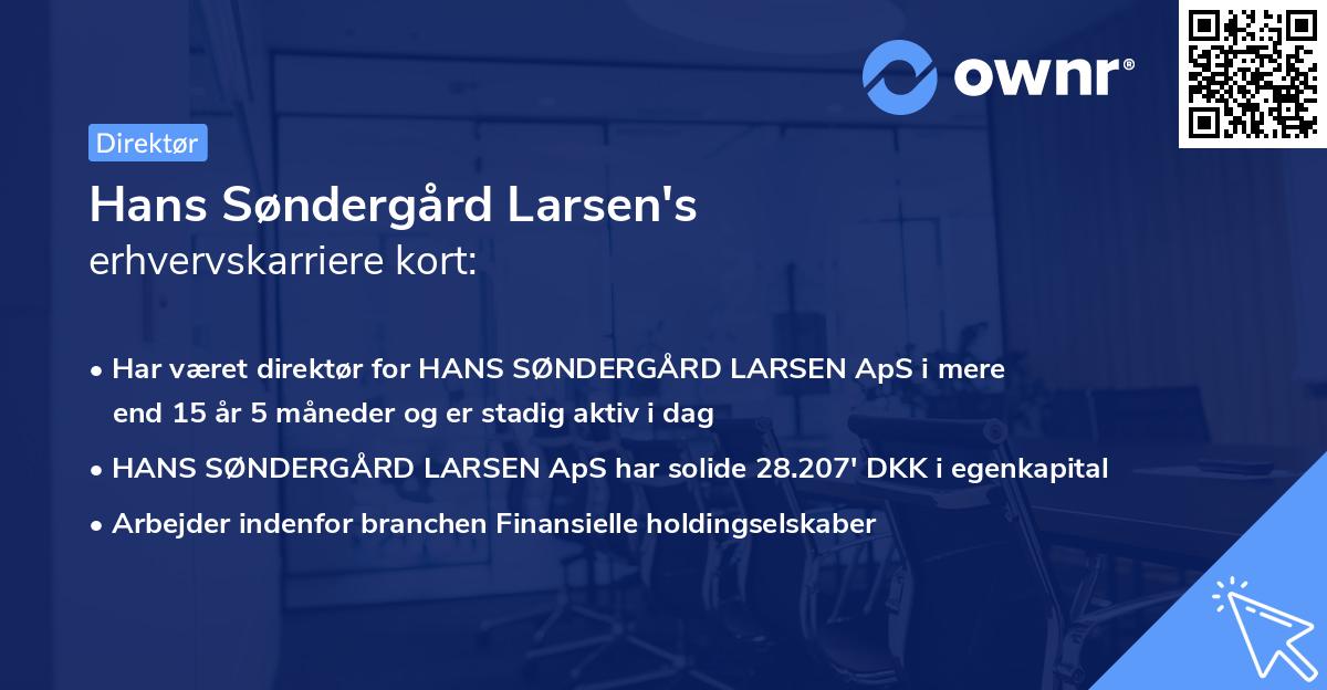 Hans Søndergård Larsen's erhvervskarriere kort