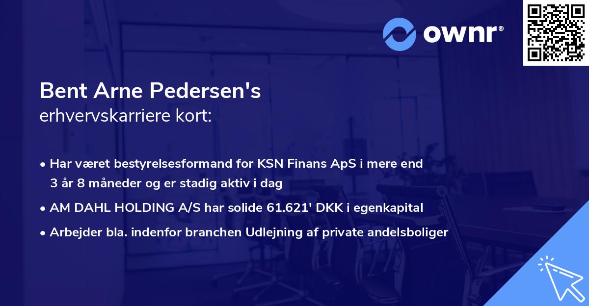Bent Arne Pedersen's erhvervskarriere kort