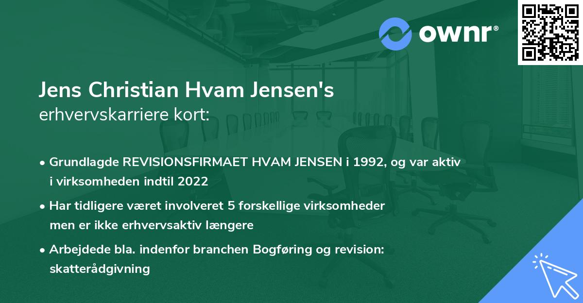 Jens Christian Hvam Jensen's erhvervskarriere kort