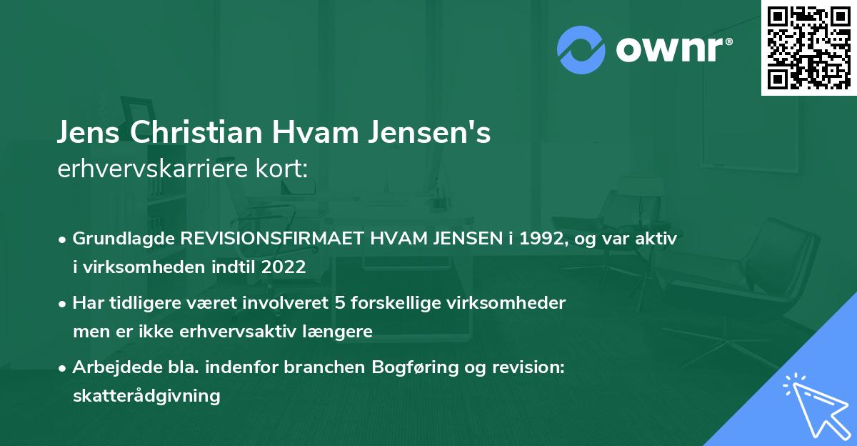 Jens Christian Hvam Jensen's erhvervskarriere kort