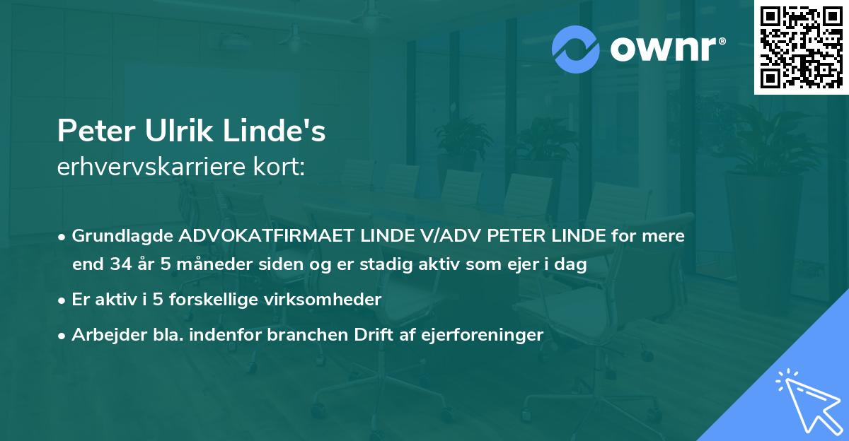 Peter Ulrik Linde's erhvervskarriere kort