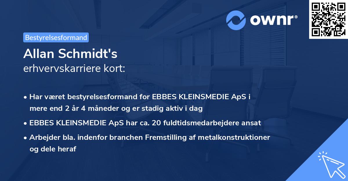 Allan Schmidt's erhvervskarriere kort