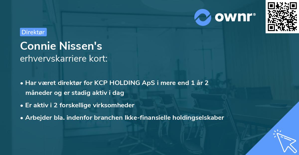 Connie Nissen's erhvervskarriere kort