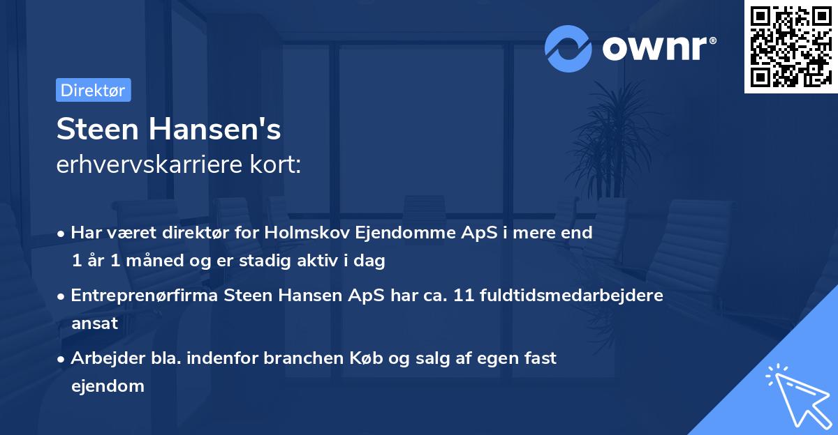 Steen Hansen's erhvervskarriere kort